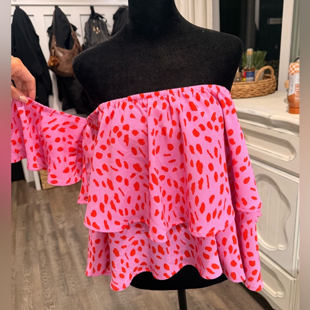 Buddy Love Pink and Red Ruffle Blouse